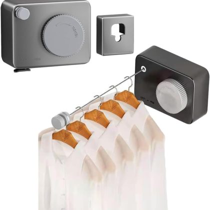 Wall Mount Clothesline Adjustable Retracting Stainless Steel Wire Indoor Outdoor Laundry Clothes Drying Line