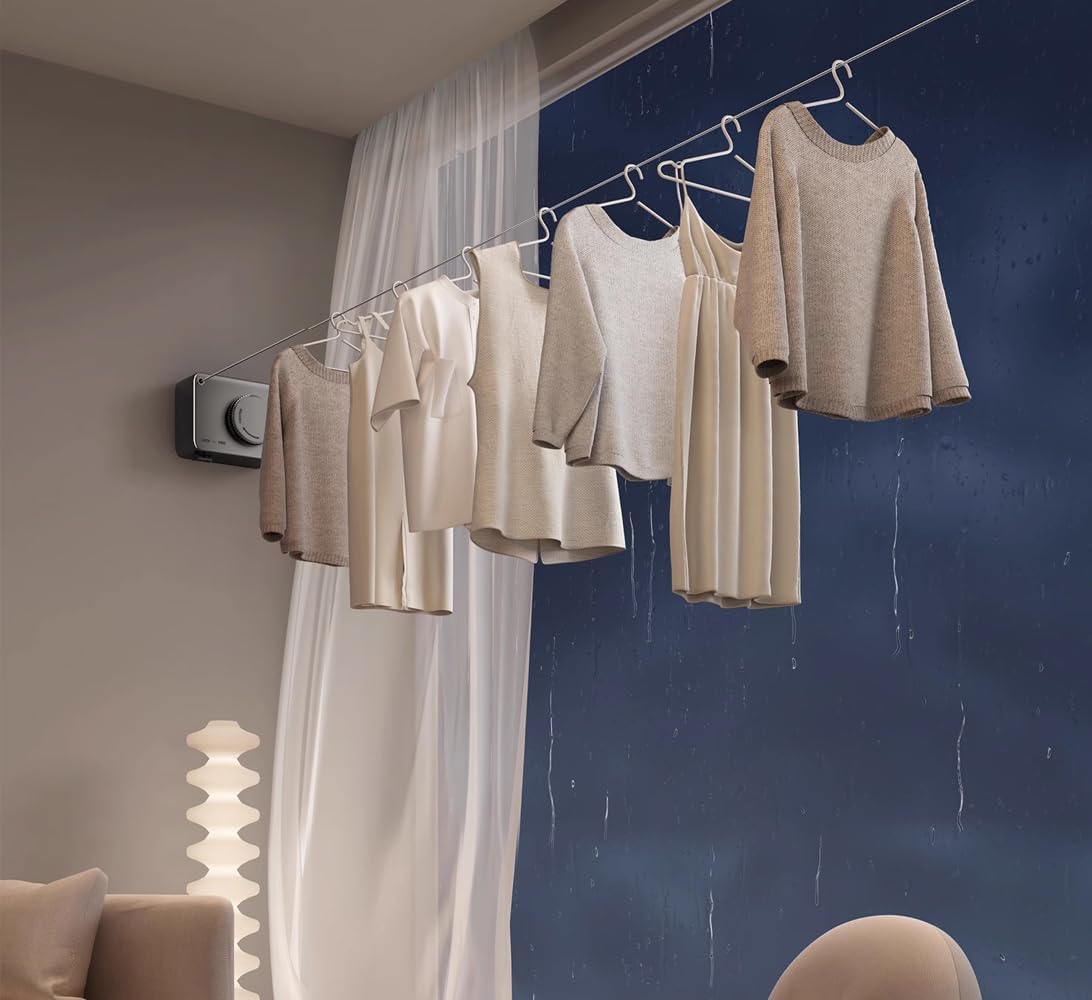 Wall Mount Clothesline Adjustable Retracting Stainless Steel Wire Indoor Outdoor Laundry Clothes Drying Line - Image 3