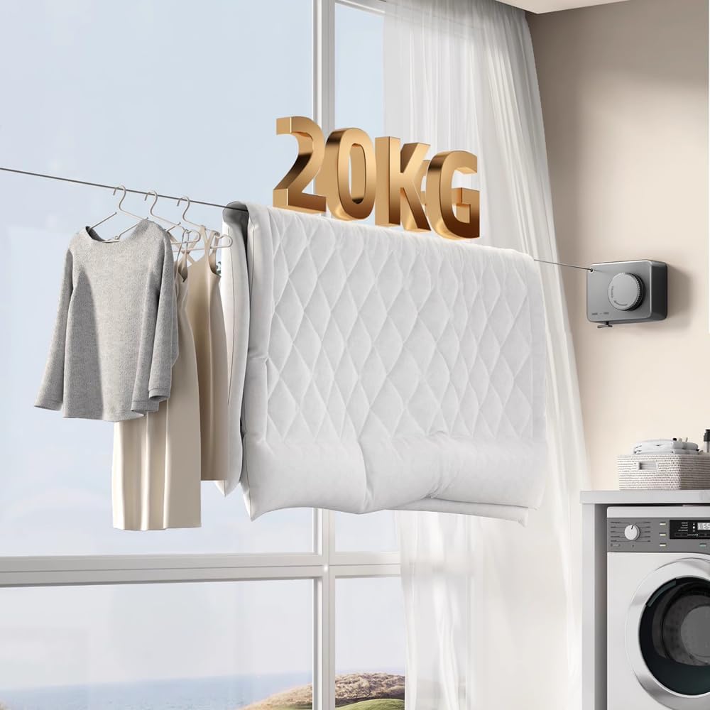 Wall Mount Clothesline Adjustable Retracting Stainless Steel Wire Indoor Outdoor Laundry Clothes Drying Line - Image 4